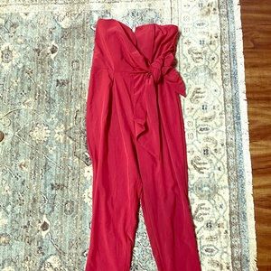 Sleeveless red jumpsuit